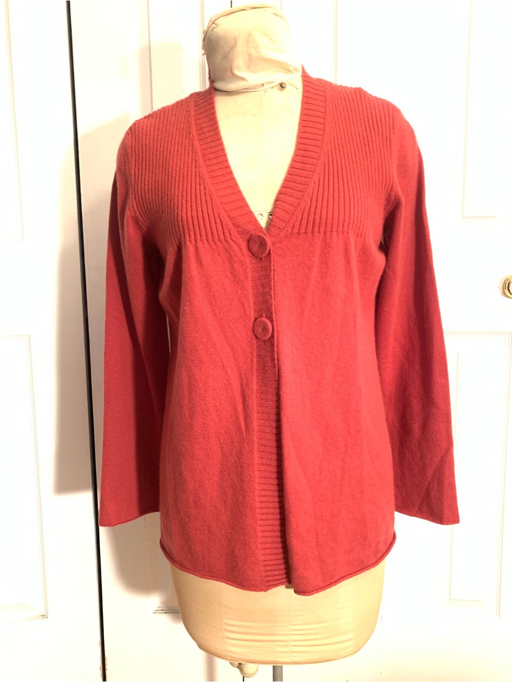 JJill Women's Coral Button-Front V-Neck Cardigan